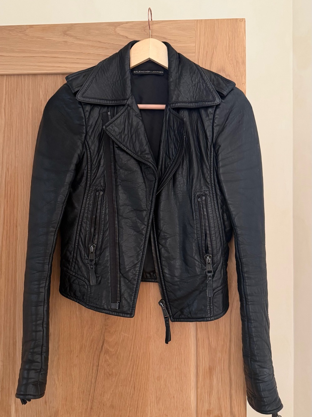 Balenciaga Black Leather Asymmetrical Moto Jacket - Women's COLLECTORS PIECE
